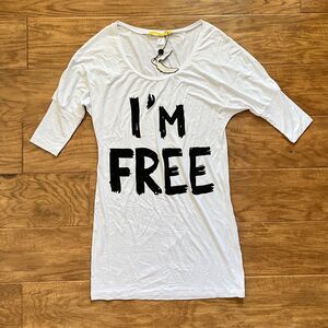 NWT Catherine Malandrino + Mary J. Blige Shirt Size P "I'm Free" White/Black